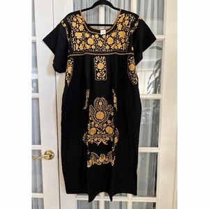 Mexican Embroidered Mumu Style Dress